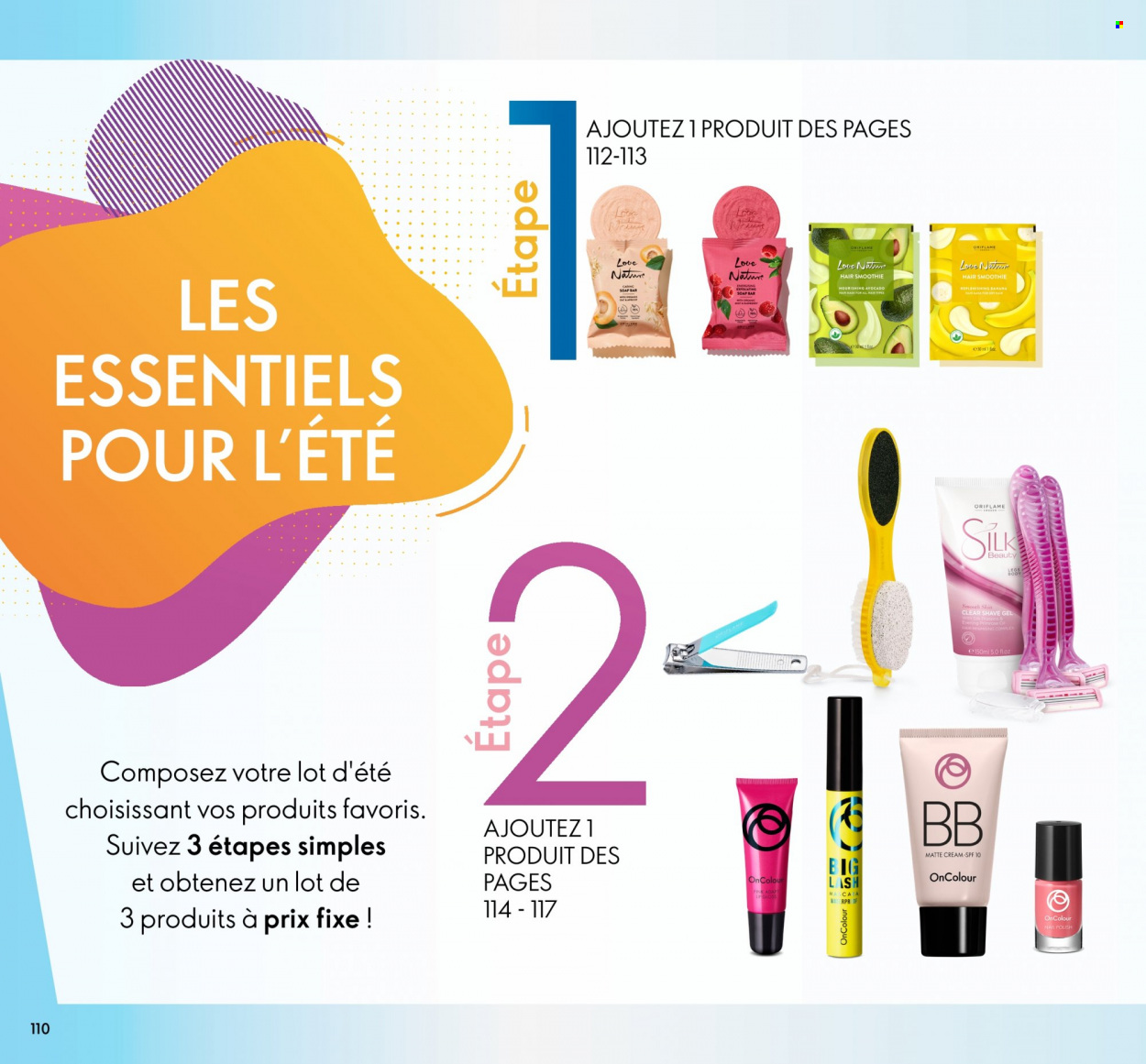 <magasin> - <du DD/MM/YYYY au DD/MM/YYYY> - Produits soldés - ,<products from flyers>. Page 110. 