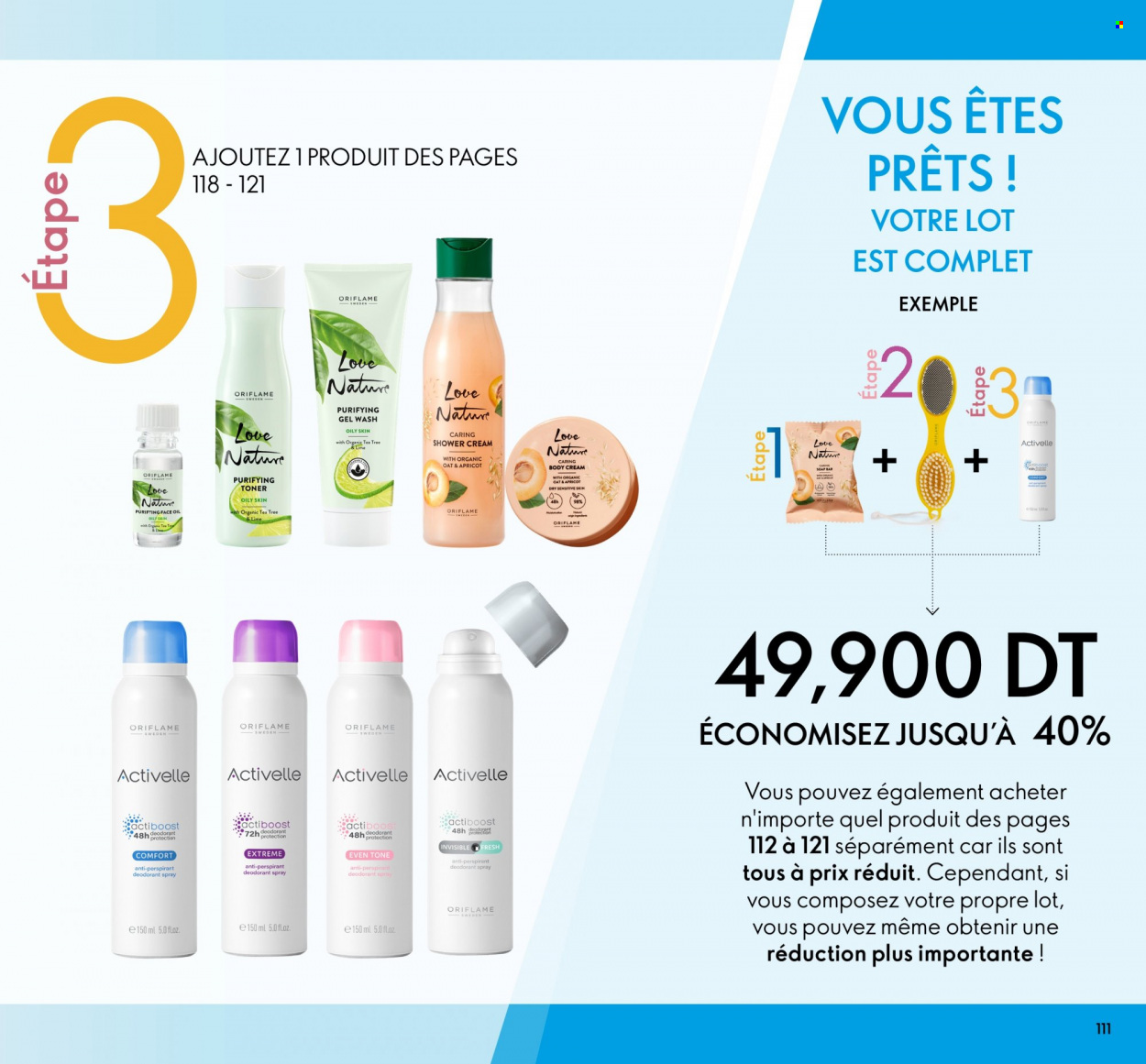 <magasin> - <du DD/MM/YYYY au DD/MM/YYYY> - Produits soldés - ,<products from flyers>. Page 111. 