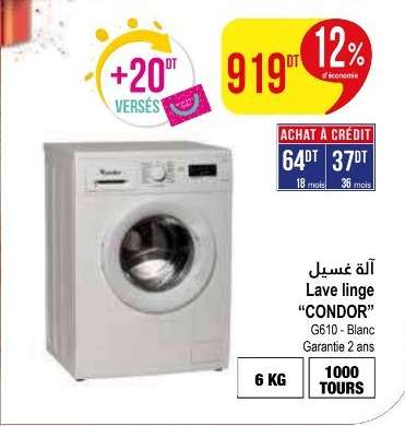 Lave linge "CONDOR" G610